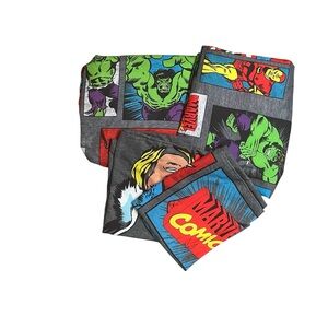 Marvel Comics Avengers Full Sheet Set Spider-Man Hulk Iron Man Kids Bedding